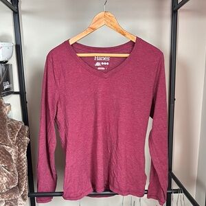 Hanes Women's Long Sleeve Top - Maroon